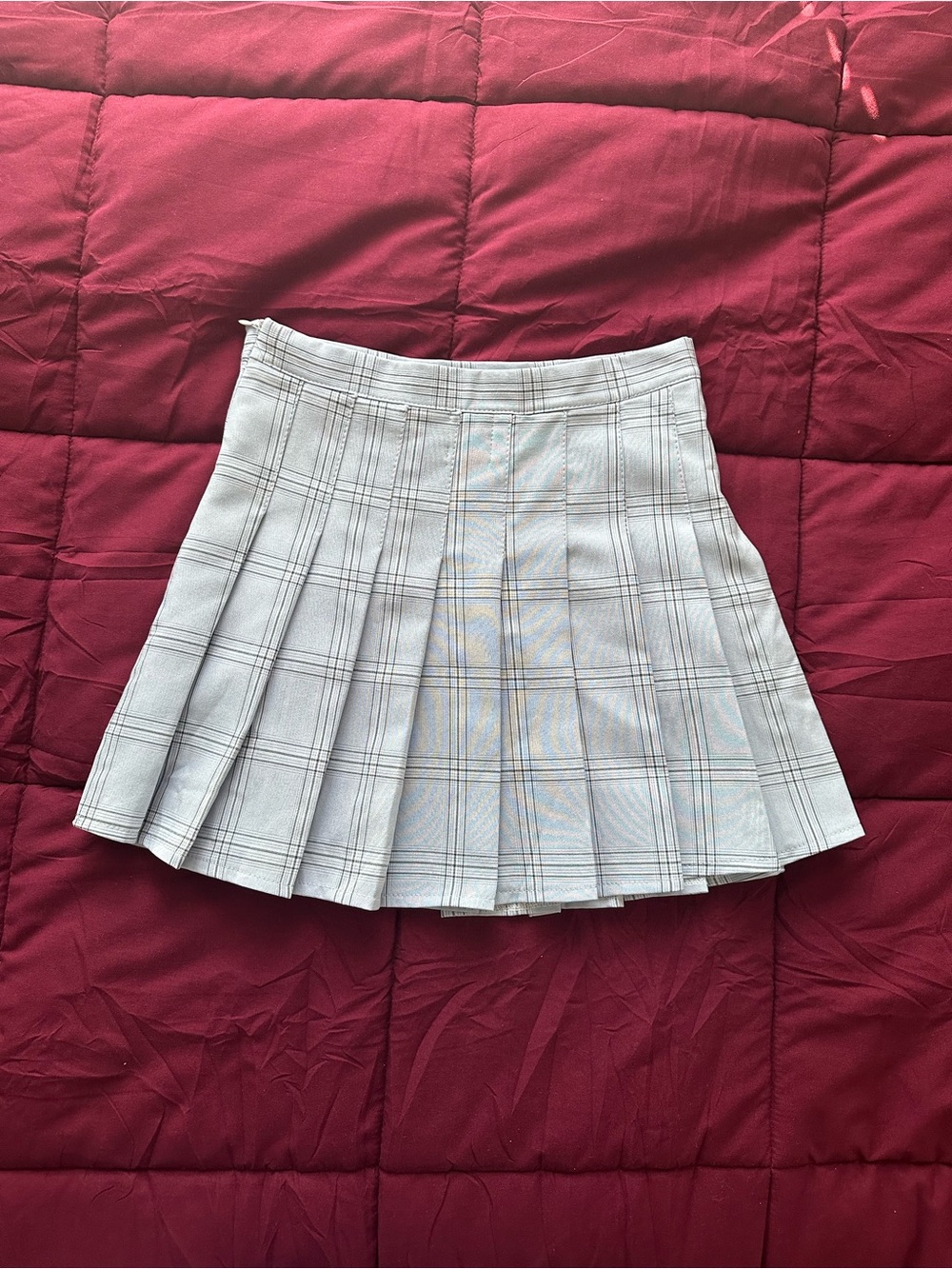 Princess Polly Plaid Pleated Tennis Skirt Mini Greyish Blue White Academy Preppy